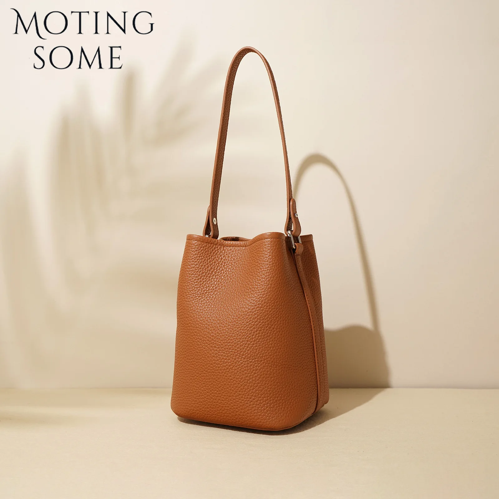 Motingsome Mini Shoulder Bucket Bags for Women Top Quality Cow Leather Handbag Small Casual Tote Luxury Cowhide Crossbody Bag