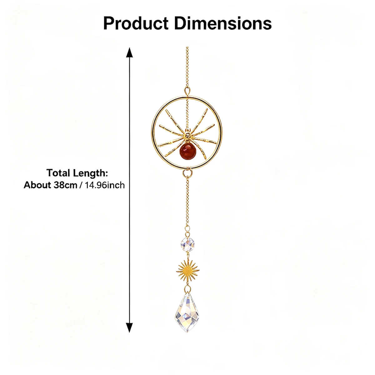1PC Natural Crystal Ball Spider Chakra Sun Catcher Wall Pendant, Reiki Healing Gemstone Hanging Ornament, Indoor Home Room Wall