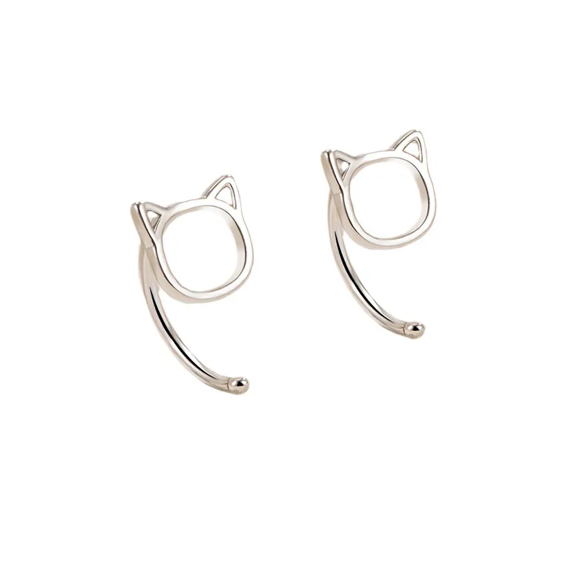 925 Silver Needle Cat Shape Stud Earring For Women Girls Party Birthday Jewelry Gifts eh2196