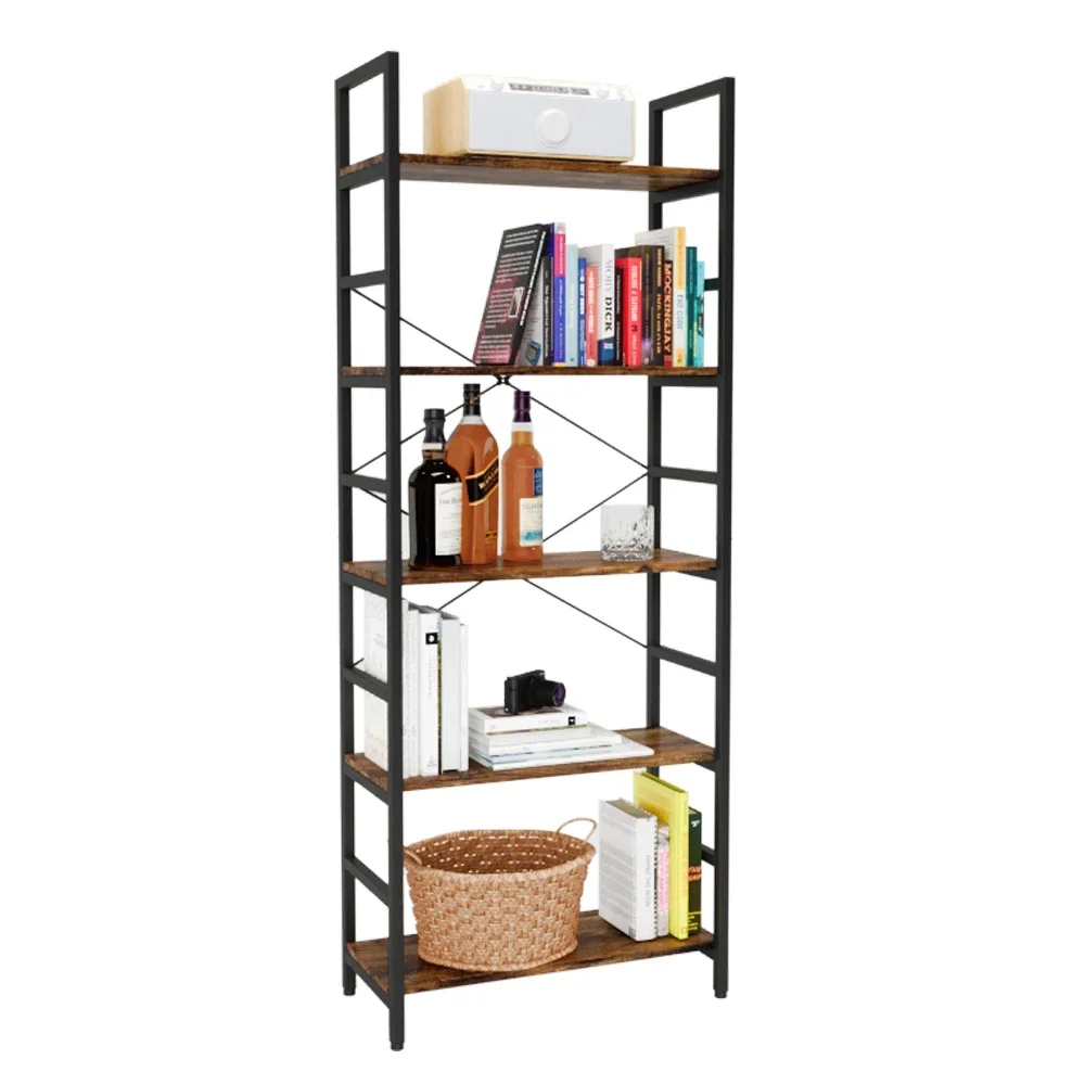 

5 Tiers Wooden Panel With Stainless Steel Frame Storage Racking Shelving Shelves Unit Stacking Racks For Home Office School