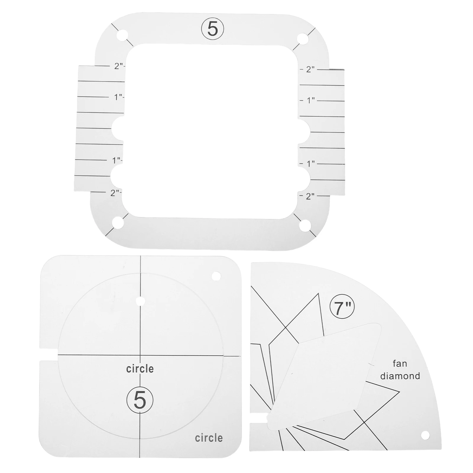 3Pcs Acrylic Sewing Patchwork Ruler DIY Quilting Template Set Non-Slip Quilting Accessories Sewing Guide Tools