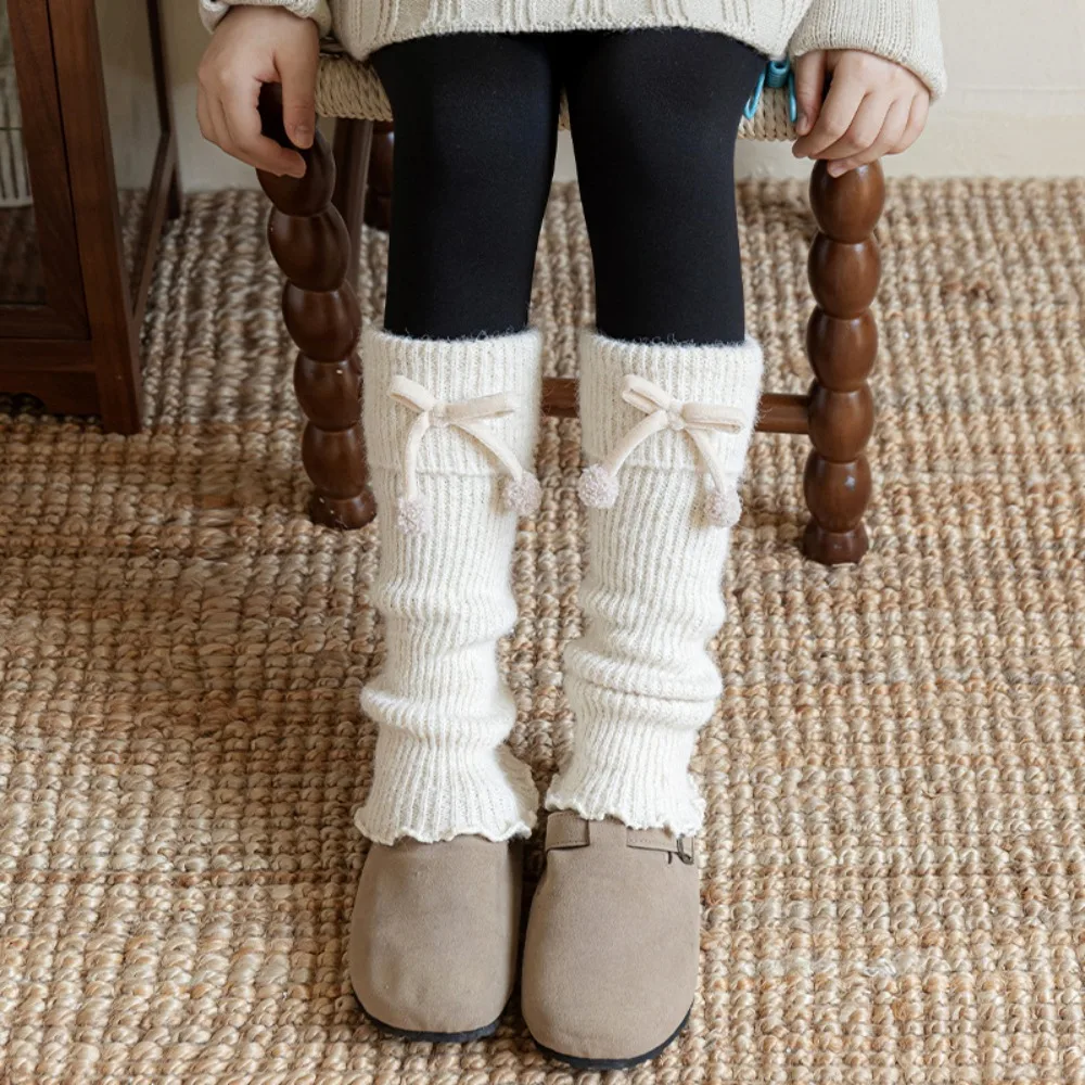 

Cute Harajuku Children's Leg Warmers Solid Color Long Stockings Lolita Knitted Socks Kawaii Sweet Kids Long Socks Girls