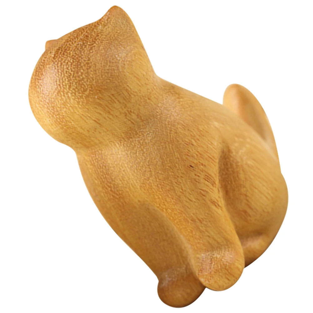 

Sandalwood Cat Lovely Sitting Wood Carving Craft For Desktop Home Office Decoration Miniature Animal Statue Wooden Ornament