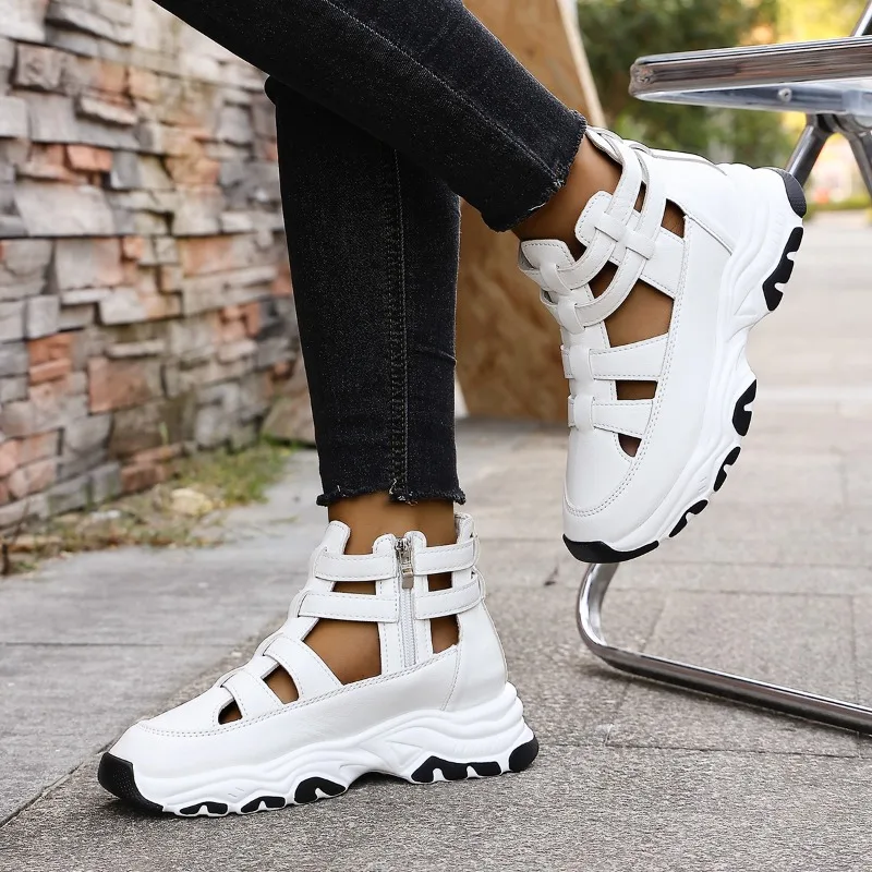 

Сандалии Baotou с круглым носком и открытым носком на платформе с одним ремешком, нескользящие износостойкие туфли на блочном каблуке