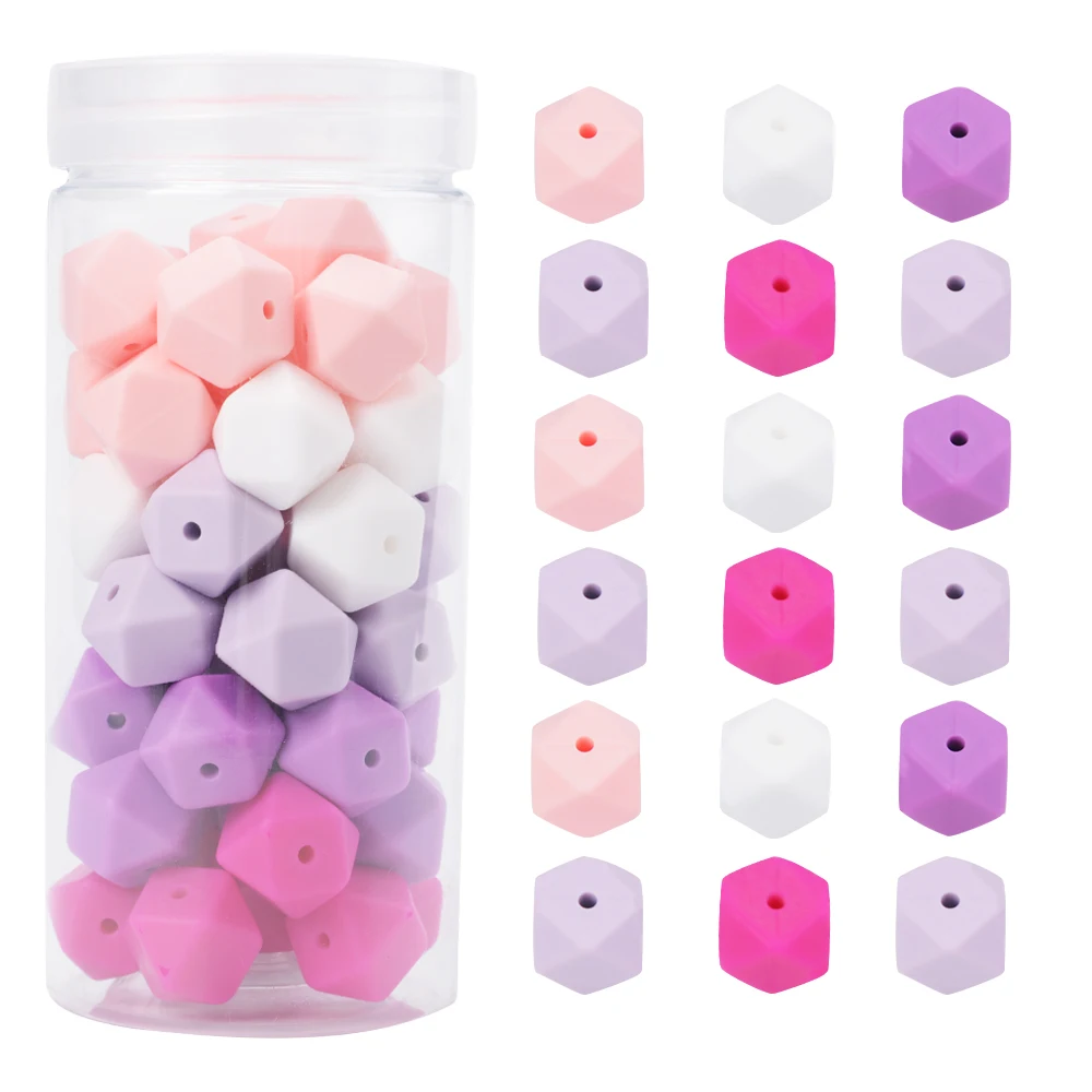 LOFCA Small hexagon silicone beads Fashion silicone beads jewelry making necklace DIY make jewelry accessories