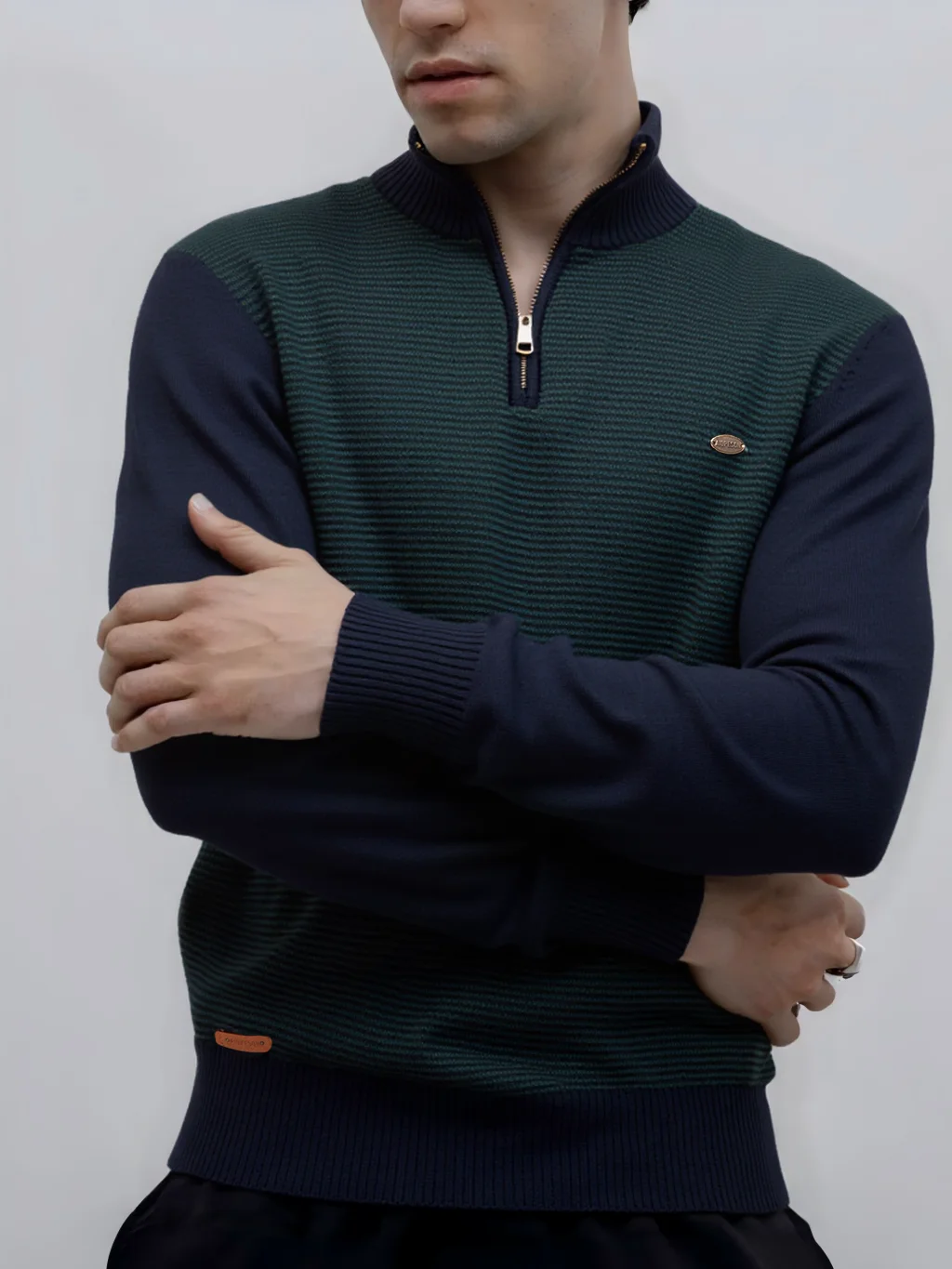 AIOPESON Men's half zip Striped Sweater Knit Pullover Warm Luxury Cotton Autumn Winter Casual Turtleneck Mens Sweaters