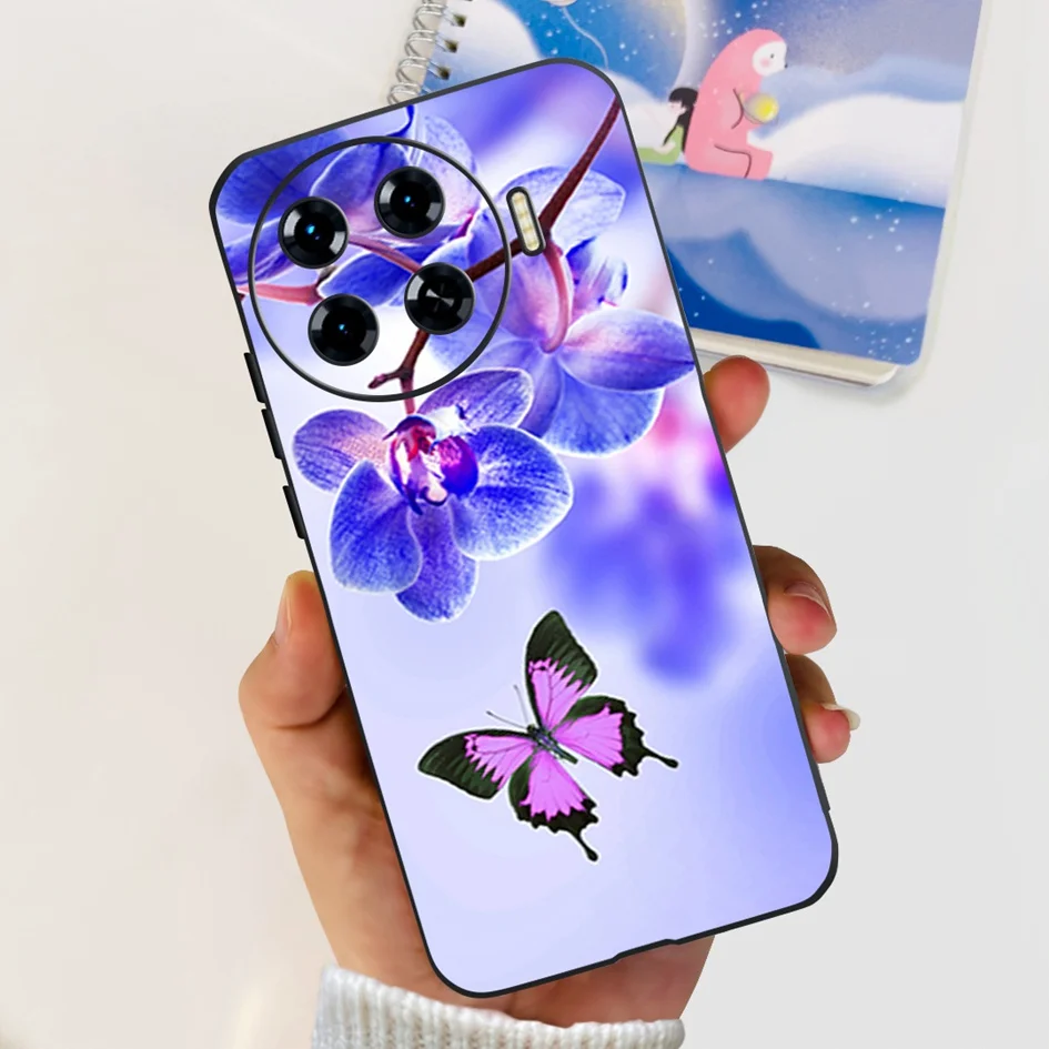 For Tecno Spark 20 Pro Plus Case 2024 New Stylish Marble Flower Black Silicone Phone Case For Tecno Spark 20 Pro+ Capa KJ7 Cover
