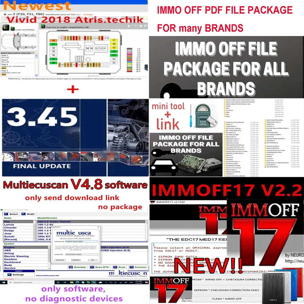 

Vivid 2018 Workshop+Autodata 3.45+IMMOFF17 EDC17 MED 17+IMMO OFF FILE PACKAGE Airbag DASH MILLEAGE CORRECTION+Multiecuscan V4.8