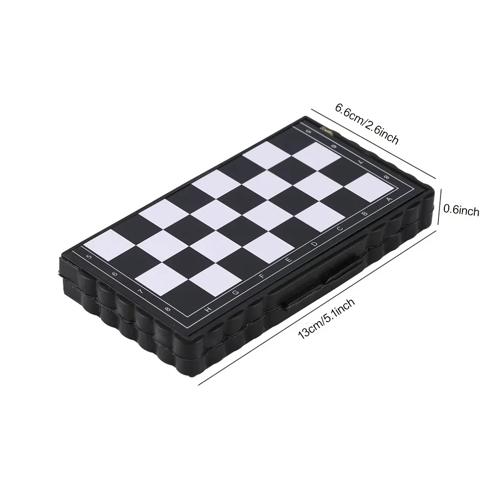 Mini conjunto de xadrez magnético – tabuleiro de xadrez portátil dobrável para crianças, jogo de viagem ao ar livre com ímãs fortes, tabuleiro de plástico