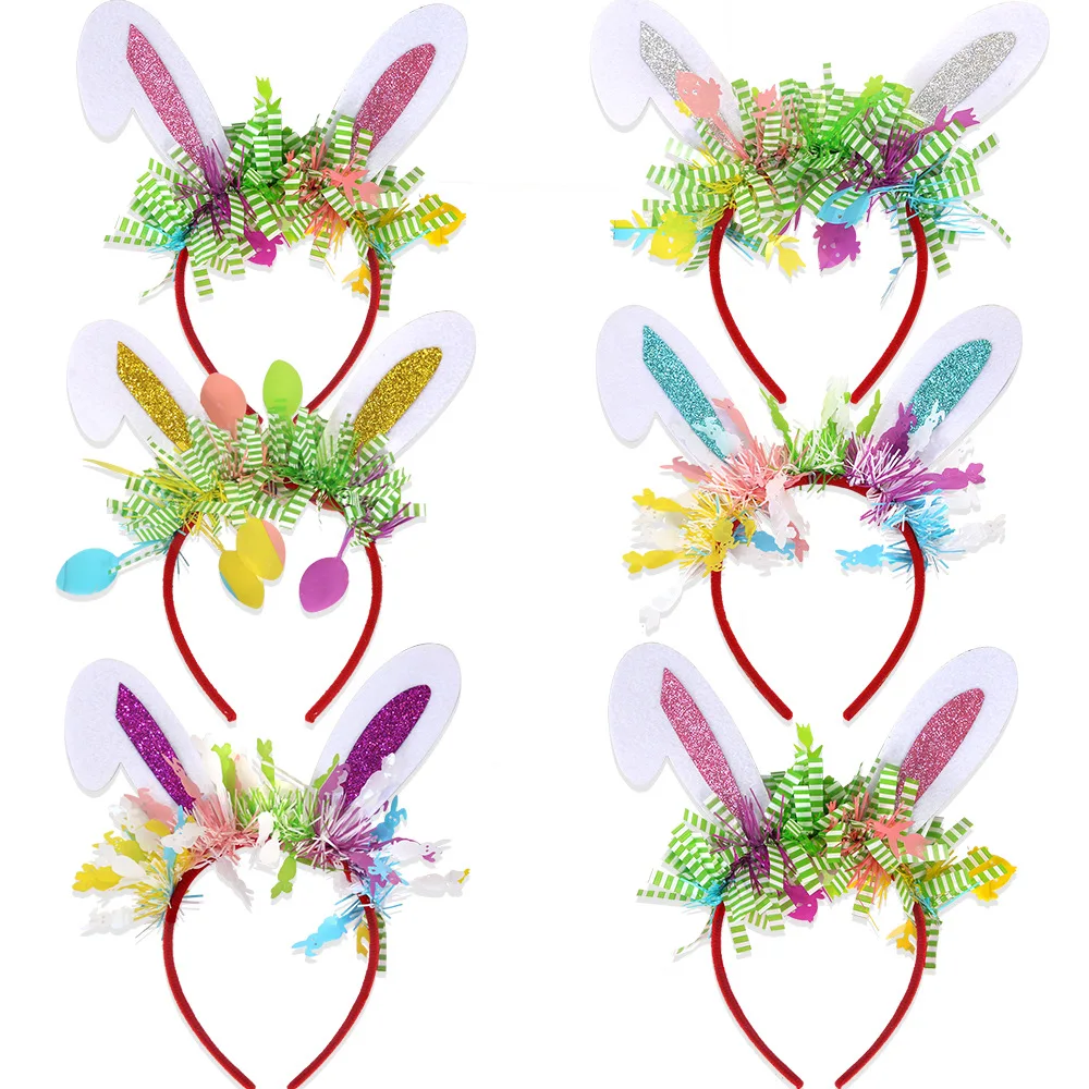 1pc Easter Bunny Ear Headband With Colorful Egg Chick Props Felt Hair Band For Festival Party Photo Shoot Accessory