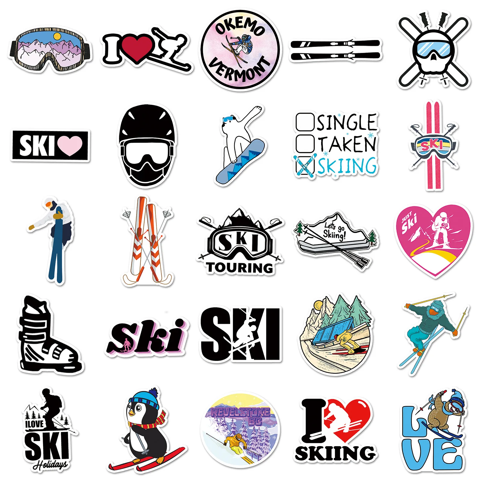 50 Uds. Esquí deportes extremos imágenes de dibujos animados Graffiti texto decoración monopatín portátil iPad pegatina impermeable juguete para niños