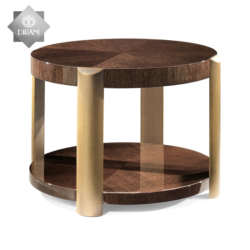 

Latest Designs Small Modern Rustic Small Corner Table Metal Frame Wood Top Round Coffee Corner Table for Living Room