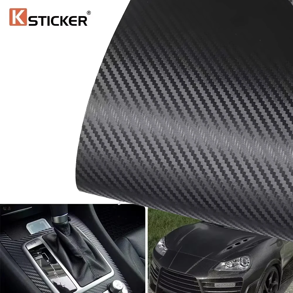 

3D Carbon Fiber Texture Vinyl Wrap Decal Matte Black Films Car Vehicle Interior Motorcycle Body Exterior Modified Decor Cover