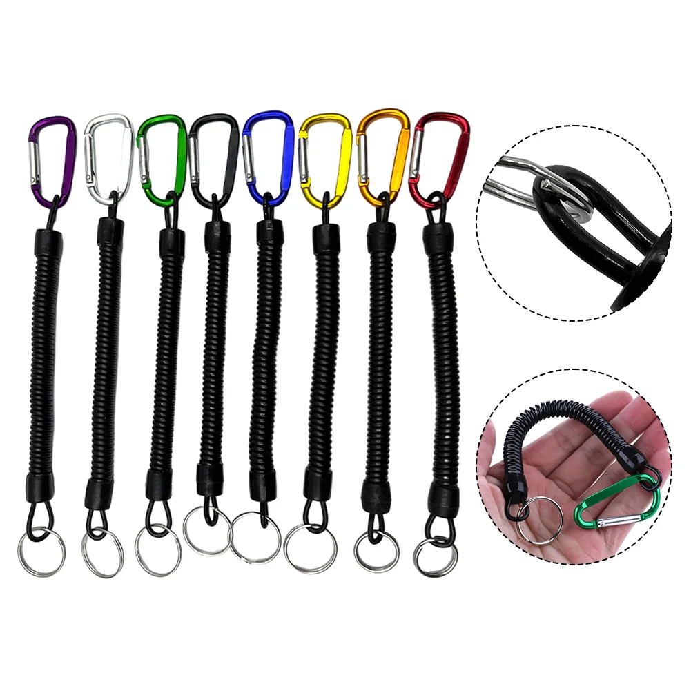 Retractable Fishing With Anti-lost Hand Rope Telescopic Spring With Carabiner Fishing Rope Retention Rope Fishing Tackle Tools