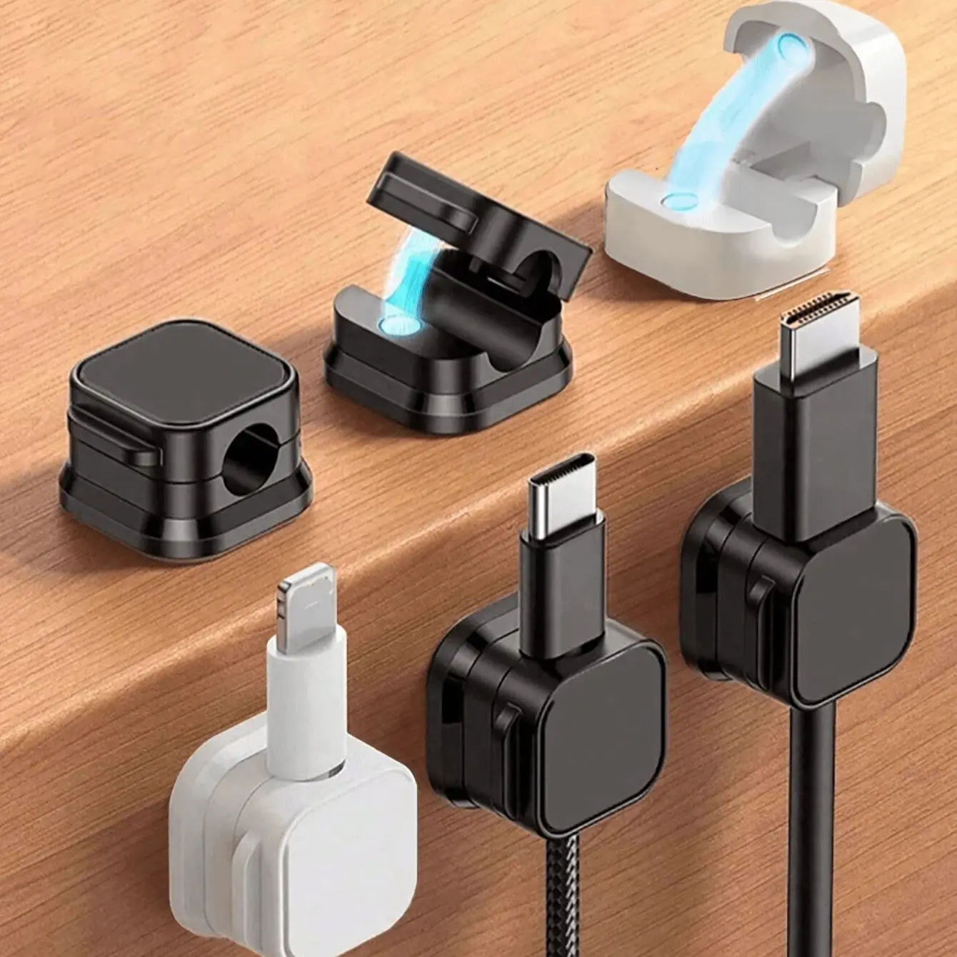 3/6 قطعة مقاطع الكابلات المغناطيسية كابل حامل الحبل قابل للتعديل تحت مكتب إدارة كبلات السيارة سلك لاصق قوي حارس المنظم