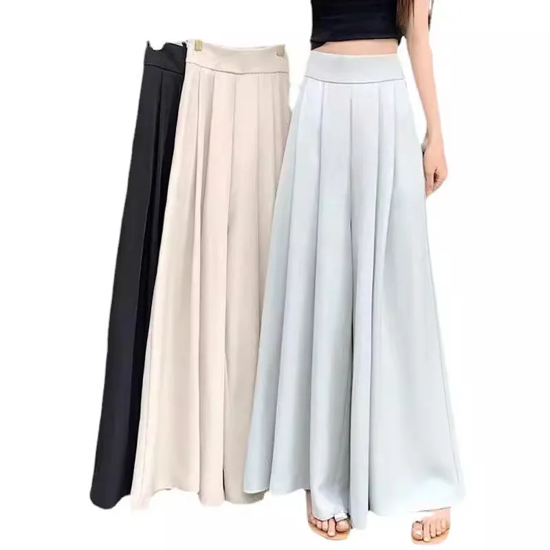 

2024 Woman Clothing Trend Large Hem Wide Leg Skirt Pants Casual Women's Pants Elegant Basic High Waisted Office Lady Trousers