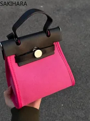 Koreańskie torby Crossbody dla kobiet kontrastowy kolor moda o dużej pojemności Bolsas Para Mujeres Vintage wszystkie mecze torebki na co dzień