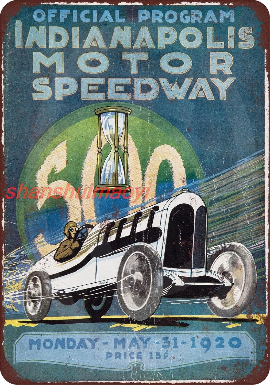 1920 Indianapolis Motor Speedway indy 500 Reproduction Metal Sign 8 x 12 USA 1pc shanshui sign