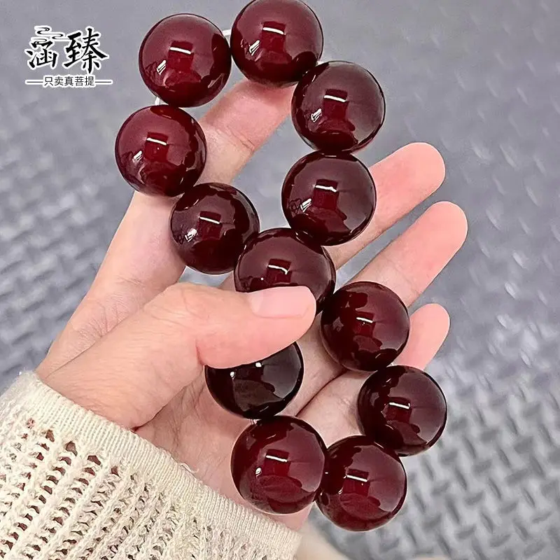 Cherry Chinese Red Natural Bodhi Root Bracelet Genuine Student Version Soft Finger Plate Play Buddha Beads Wen Play HandString