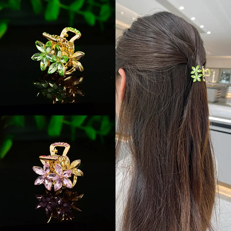 Instagram Flower Hair Small Claw Clip Women's Imitation Crystal New Headwear Broken Hair Clip Top Clip Small