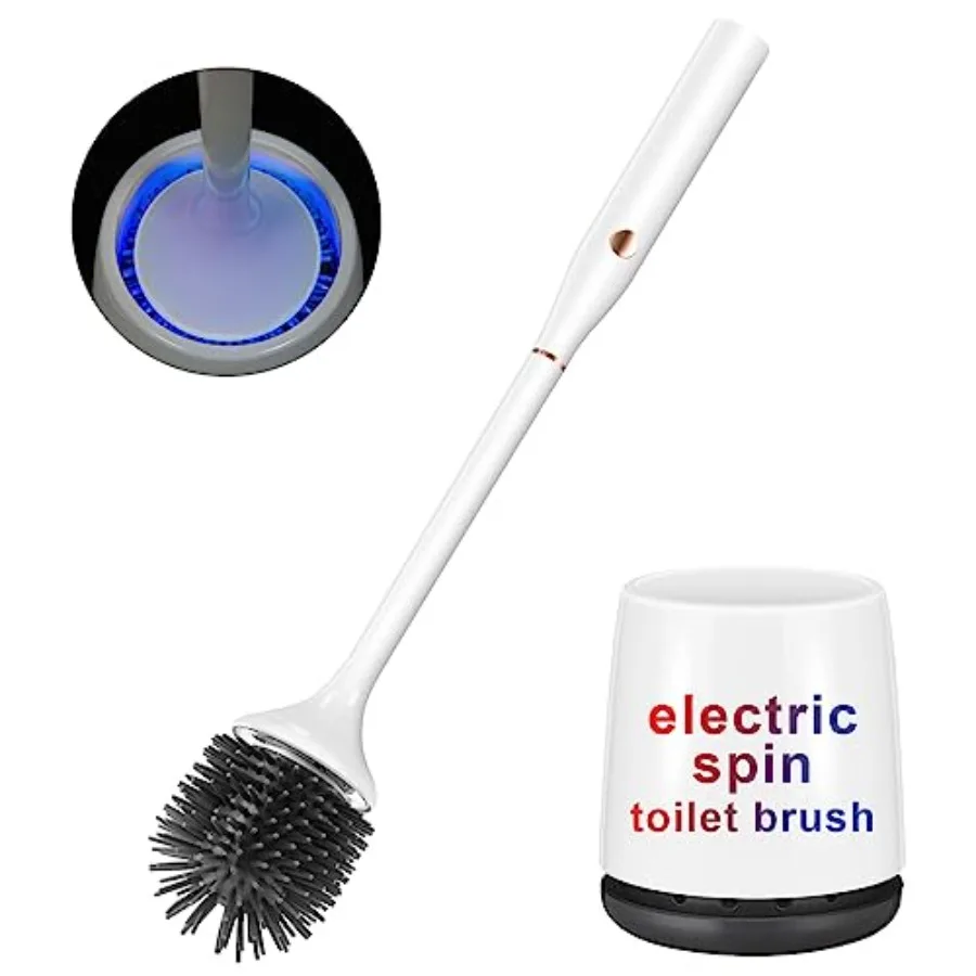 

Electric Toilet Brush with Rechargeable Battery Silicone Toilet Bowl Brush and Holder Set Featuring Ventilated Design for Effic