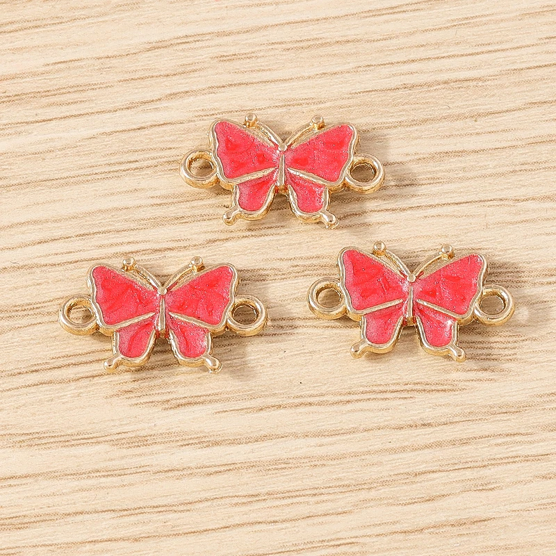 10 Stück niedliche Mini-Emaille-Fliegen-Schmetterlings-Anhänger, Verbindungsstücke für die Schmuckherstellung, DIY, handgefertigte Armbänder, Halsketten, Bastelzubehör – Detail 3