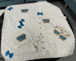 Conjunto de 5 piezas de corona de muñecas para niña recién nacida, conjunto de ropa personalizada para recién nacida, salida de Hospital