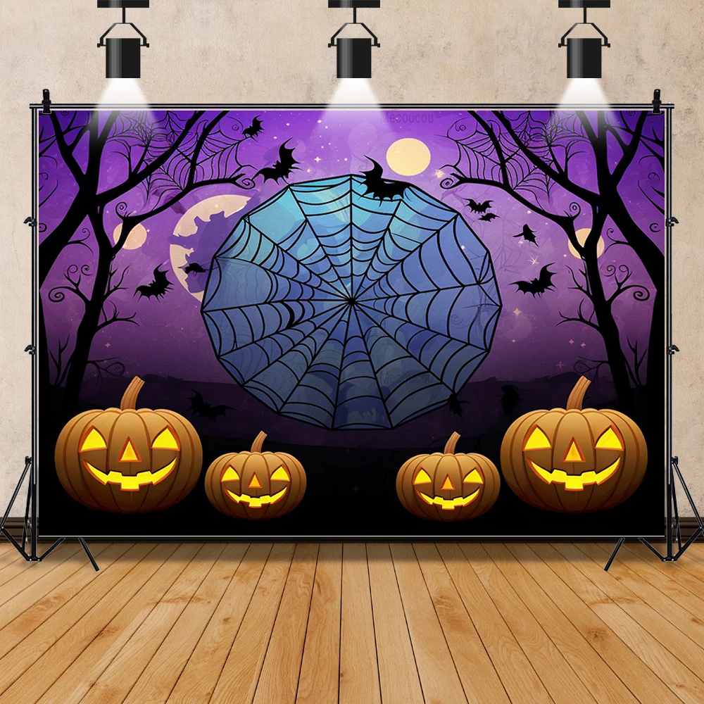 Halloween Party Backdrops Photography Horror Night Scary Pumpkin Lights Moon Forest Castle Baby Portrait Background Photocall