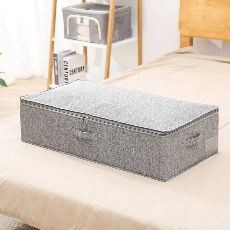 Amazon Cross-border Foldable Underbed Storage Box with Lid, Dustproof Divided Grid Design Storage Organizer for Bedroom, Storing