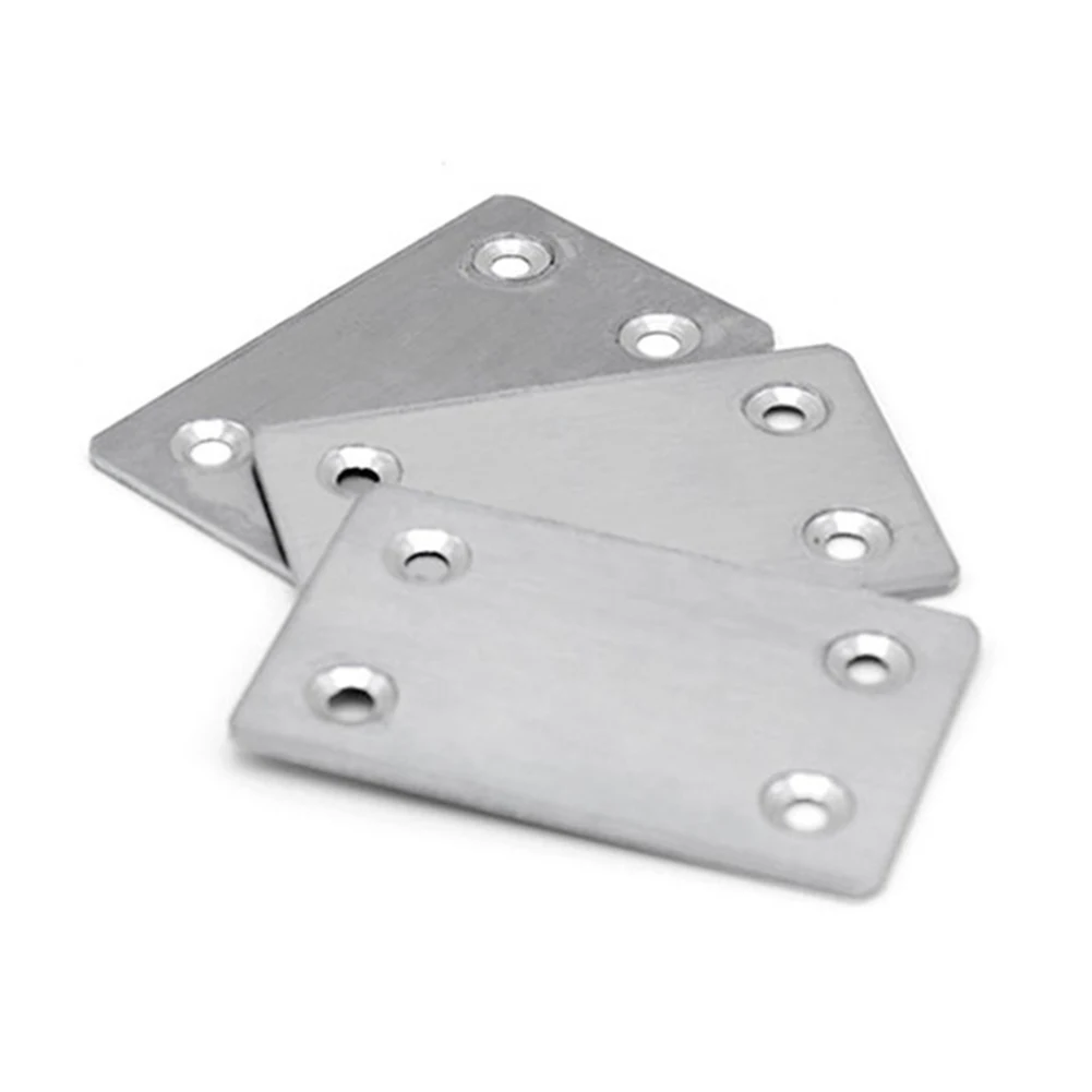 3pcs Brackets 4 Holes Wooden Angle Corner Brackets Furniture Flat Mending Repair Plate Stainless Steel Smooth Corner Design