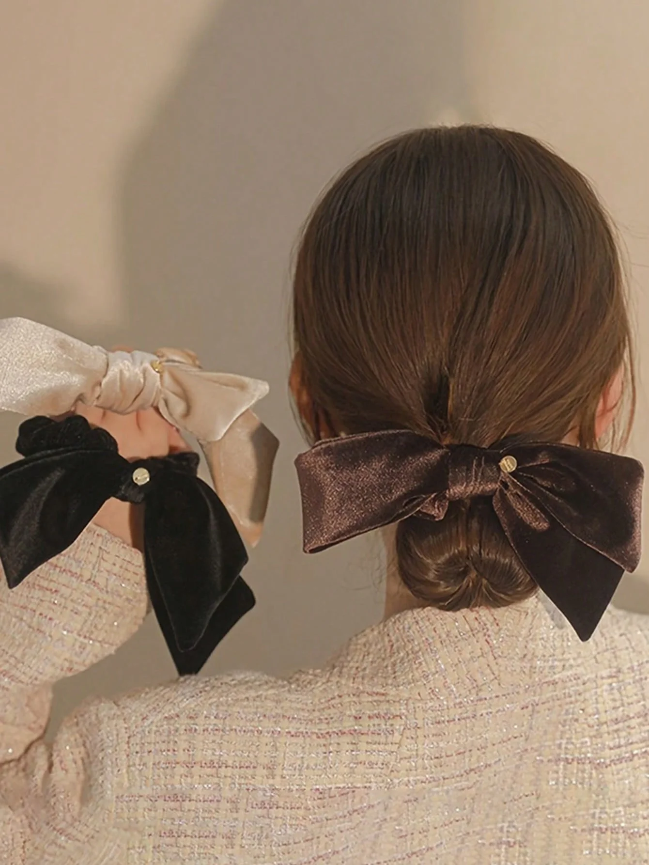1/3Pcs New Elegant Velvet Bow Large Hair Band Hair Tie for Women in Autumn and Winter, Simple and Charming, for Tying Hair, Velv