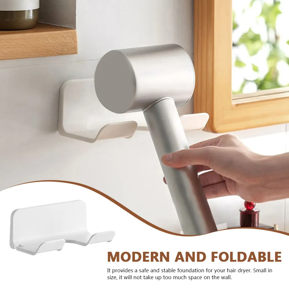 Wall Mount Hair Dryer Holder Blow Dryer Rack White Rust proof Durable Bathroom Storage Solutions Non drilling Installation