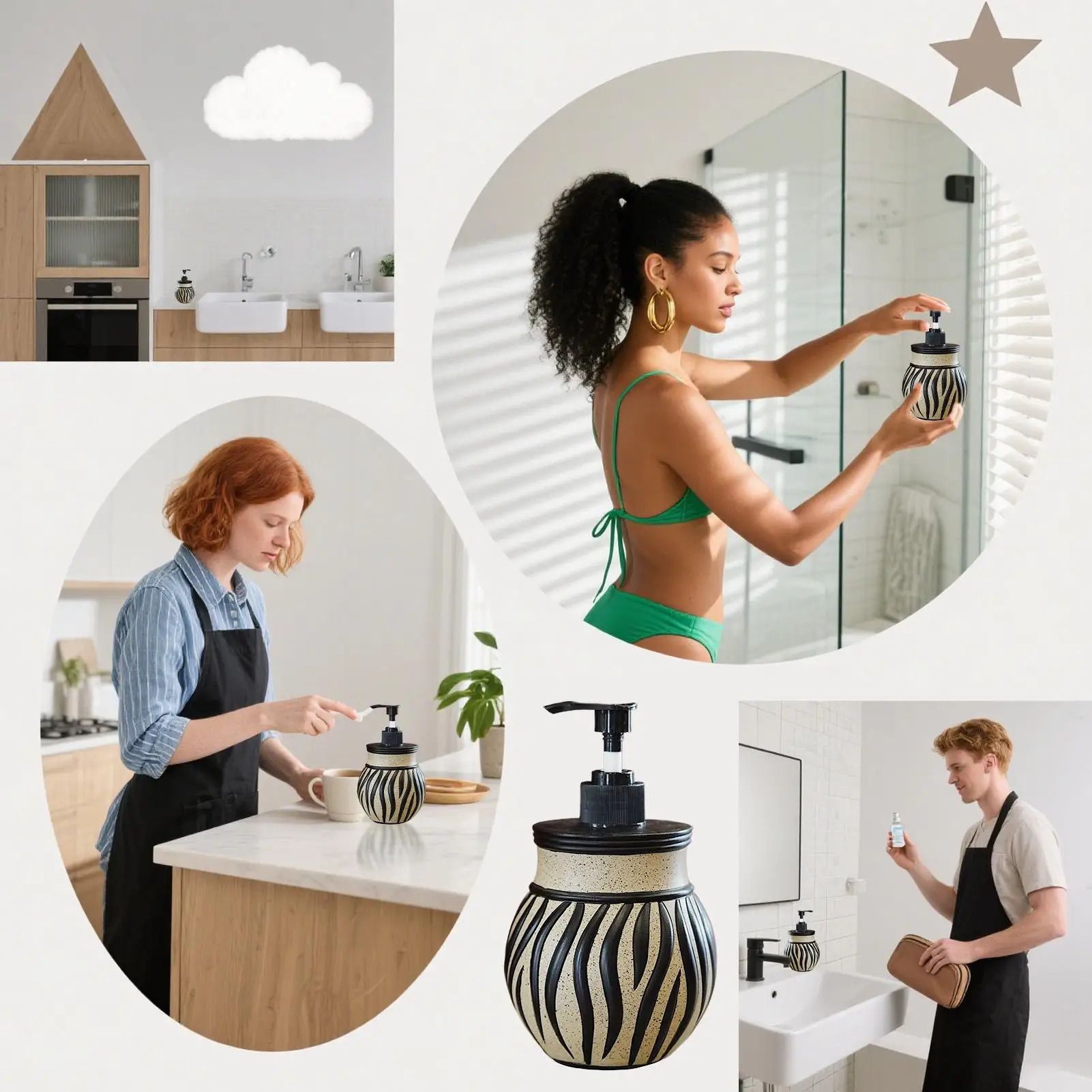 

Дозатор для мыла для кухонной раковины с рисунком зебры, держатель для дозатора мыла, контейнер для насоса, бутылка в стиле ретро, декоративная 400 мл для дома