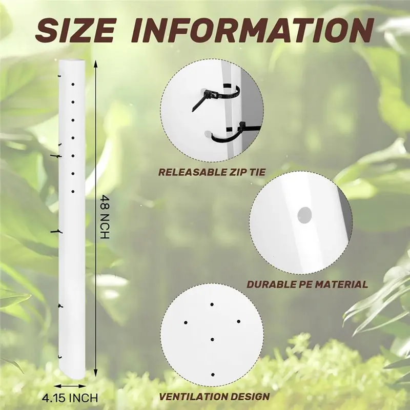 AAAF Vented Tree Seedling Sapling Grow Tube 48 Inch Split Design Protectors With Releasable Zip Ties