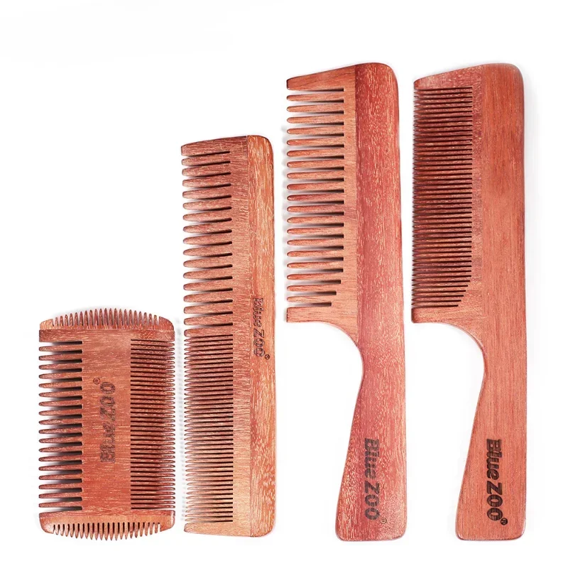 Hairdressing, Beard Care, Coarse Teeth, Fine Teeth Grip Handle, Long Comb, Red Sandalwood Comb, Family 4