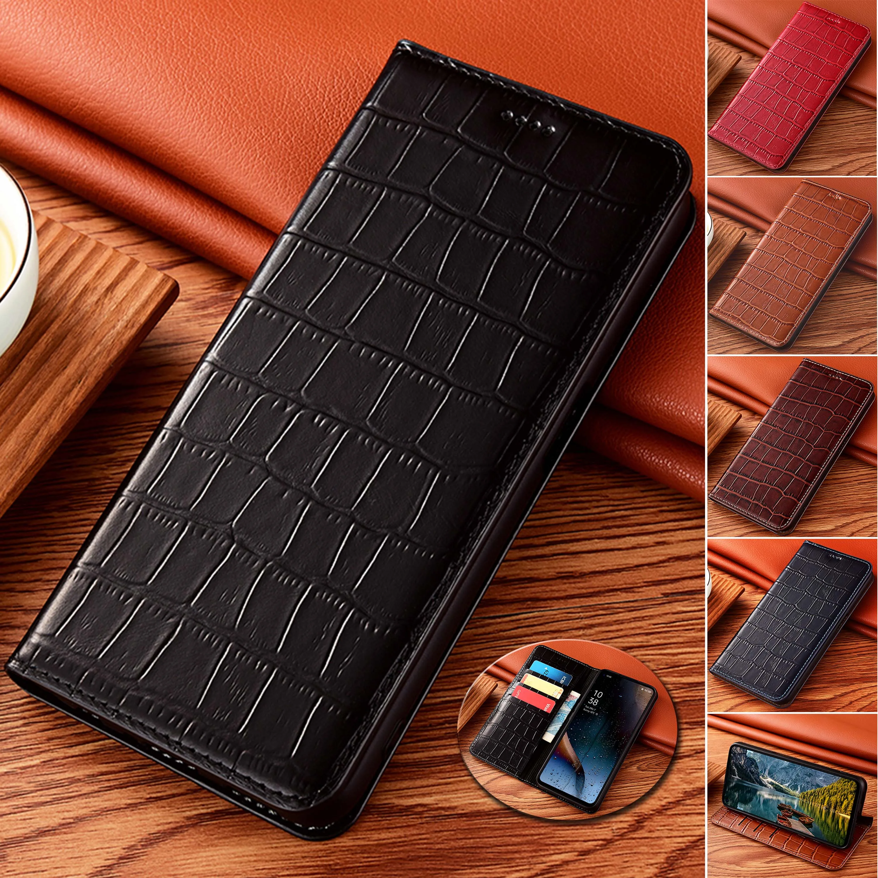 

For Samsung Galaxy A10 A20 A30 A40 A50 A60 A70 A80 A90 4G 5G Bamboo Knot Pattern Genuine Leather Wallet Flip Phone Case Cowhide