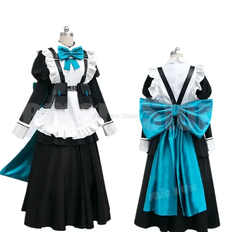 Anime archivo azul Cosplay Asuma Toki mujeres uniforme de sirvienta Lolita vestido largo peluca adorno blindado traje con lazo disfraz de Carnaval Sexy