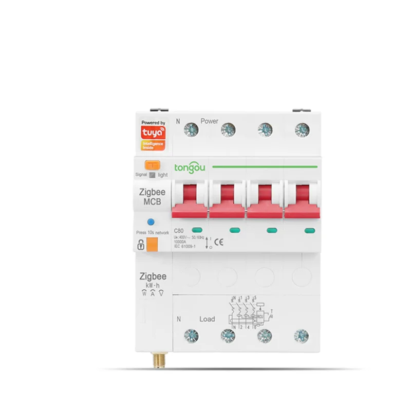 

TONGOU MCB ZigBee Smart Energy Meter Metering Monitoring Circuit Breaker Timer Relay with Leakage Protection 80A 400V