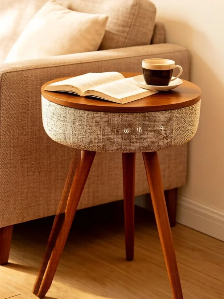Creative Smart round Tea Table with Bluetooth Stereo Audio And Wireless Charging Sofa Side Music Coffee Table