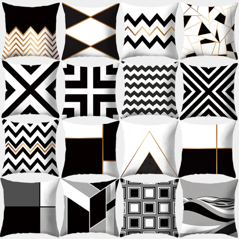 

Sofa Cushion Pillowcase Pillow Black Geometric Cover Decorative Home Decor