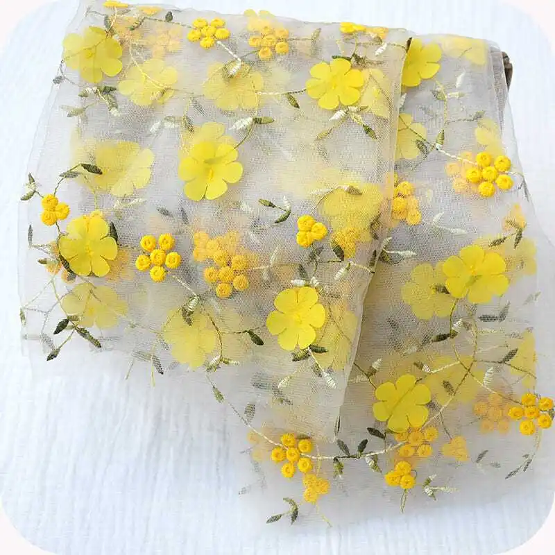 

Шифоновая ткань с цветочной вышивкой и 3D кружевной аппликацией. Прозрачная сетка для изготовления платьев. Юбка ручной работы своими руками и отделка нового дизайна.