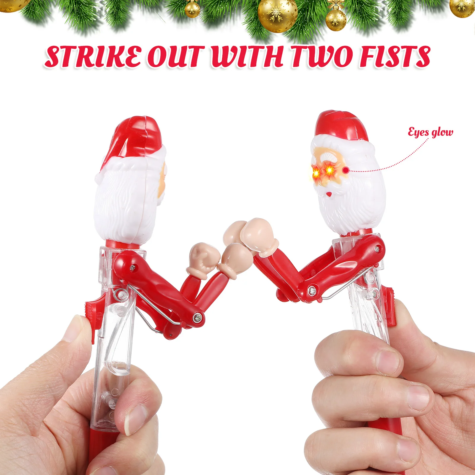 2 Pcs Old Man Boxing Pen Christmas Stationery Ballpoint Bolis Pens Cart Santa Rollerable Tree Kid Party Props Toys Cute