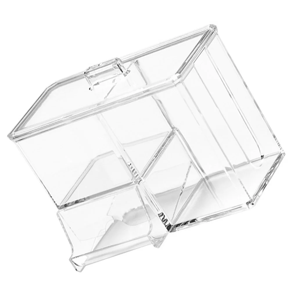 

1Pcs Makeup Storage Box Dustproof Multi-Layer Cotton Swab Organizer Desktop Cotton Pad Holder Clear Storage Container