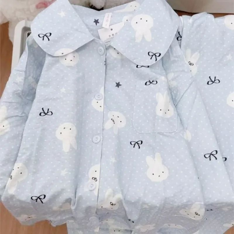 

Miffy Polka Dot Pajama Cute Round Doll Collar Long Sleeve Homewear Soft Princess Style Loungewear for Spring & Autumn Girly Gift
