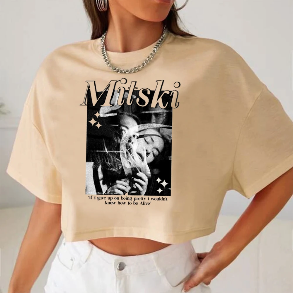 Mitski Crop Tops Mitski Merch Mitski Music Gift for Mitski Fan O-Neck Short Sleeves Crop Tops