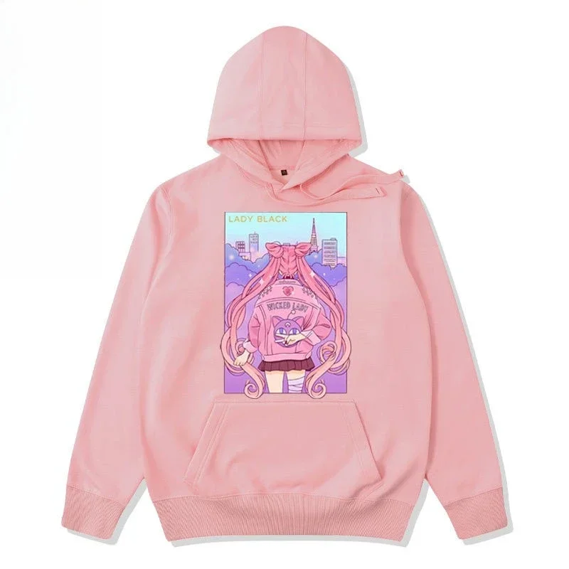 Sweater Hoodie Sailor Moon Trend Explosion Peripheral Joint untuk Pria dan Wanita, Musim Gugur dan Musim Dingin, Beludru, Serbaguna, Kasual, Trendi