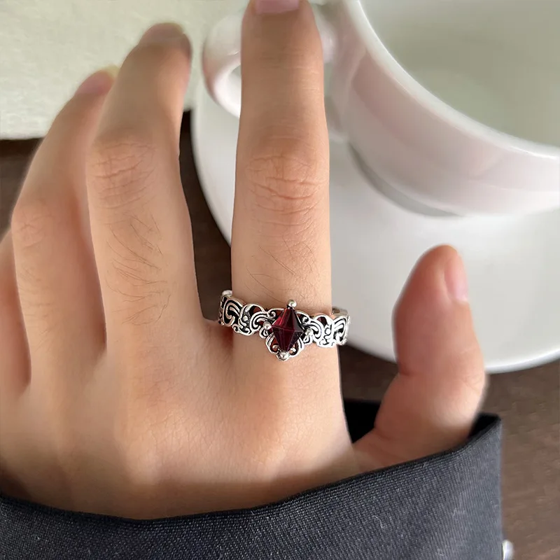 Thai Silver Retro Texture Open Finger Ring for Men Women Classic Vintage Jewelry Personality Luxury Rings Fashion Accessories