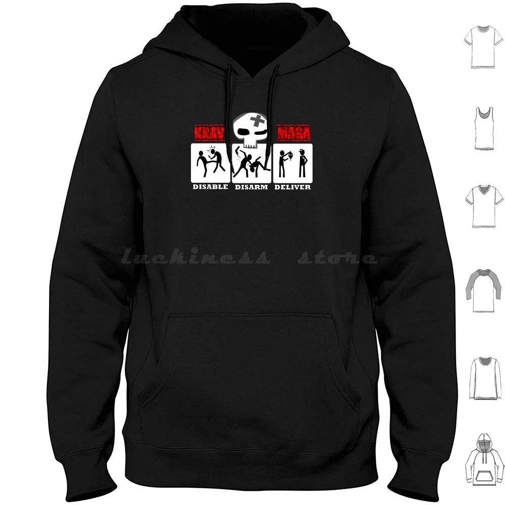 Krav Stickman –Krav 3D Disable , Disarm , Deliver Humor Hoodie cotton Long Sleeve Krav Maga Martial Arts Krav Gym Muay Thai