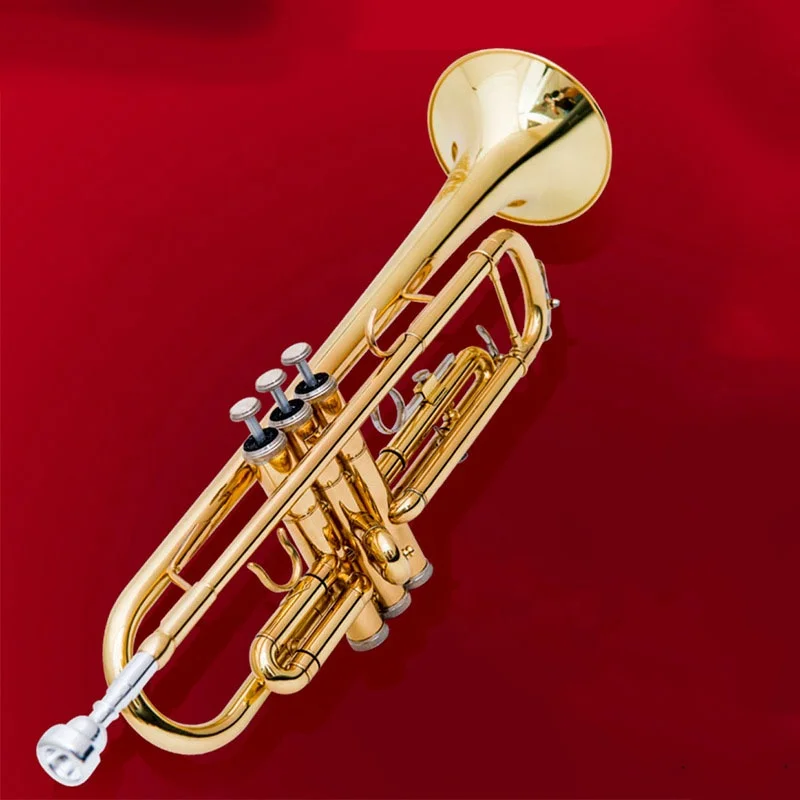 Hooqu B Trompeta plana de tres tonos Los principiantes aprenden a tocar instrumentos profesionales de latón en una banda