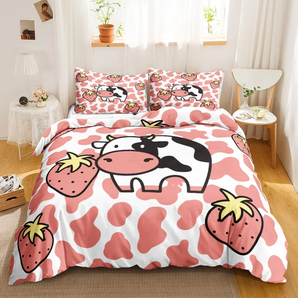 

Cute Cow Print Kawaii Highland Cow Bedding Set Single Twin Double Queen King Cal King Size Bed Linen Set